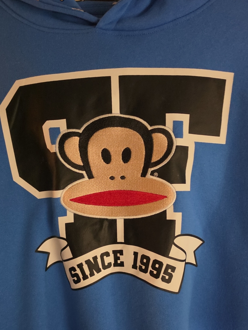 NWOT) BLUE HOODED MONKEY, GRAPHIC PULLOVER SWEATSHIRT, BY PAUL FRANK - Picture 7 of 12